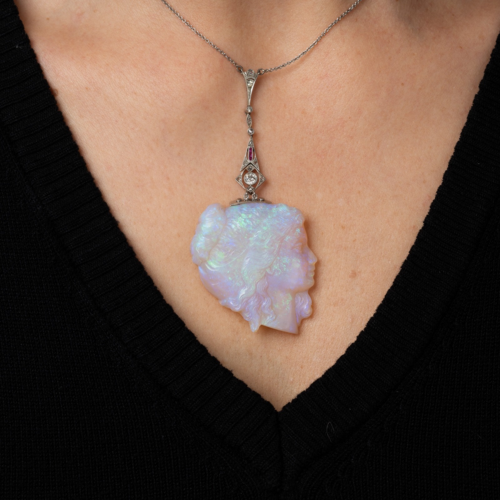 Collier Ancien Opaline Quartz, Vintage, Occasion