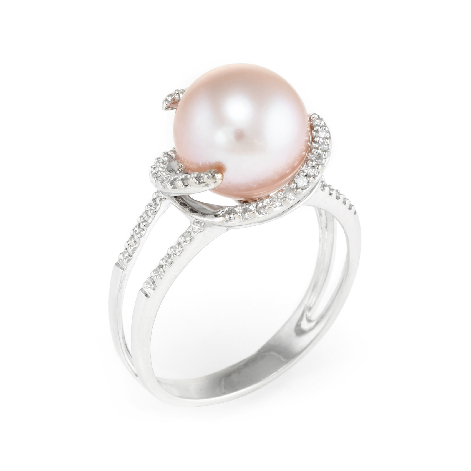 pink pearl rings with diamonds