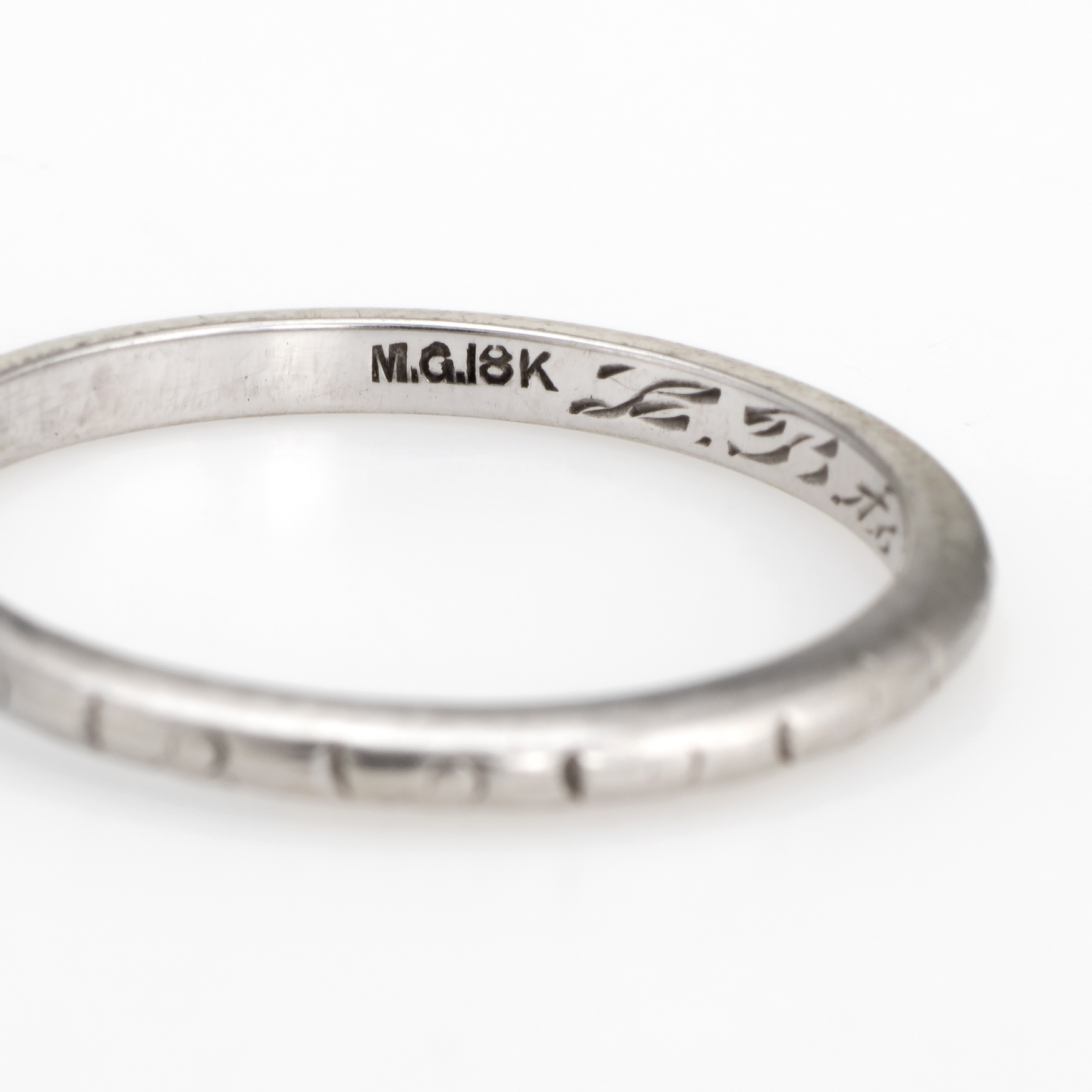 White Deco Wedding Ring Jewlery Antique Bridal Sz Vintage Band