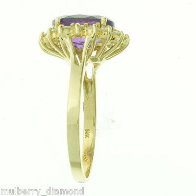 Mulberry_Diamond : Amethyst and CZ Ring in 14K YG (Princess Diana Style)