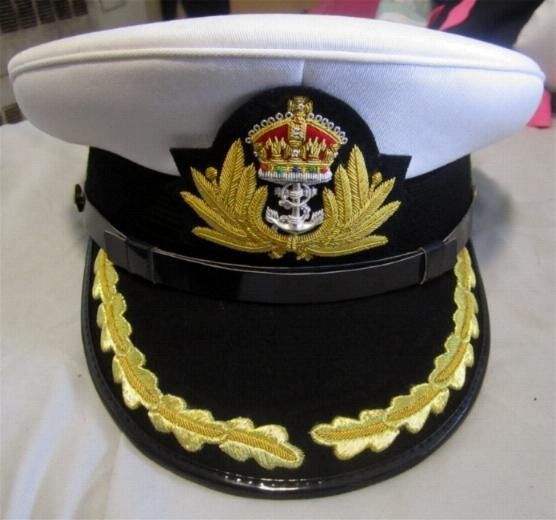 ROYAL NAVY OFFICERS HAT CAP CAPTAIN RANK WHITE NEW KING CROWN BADGE ...