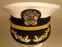US NAVY COMMANDER CAPTAIN RANK WHITE HAT CAP AUTHE