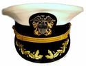 US NAVY COMMANDER CAPTAIN RANK WHITE HAT CAP AUTHE