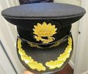 P & O MARINE SHIP LINE CAPTAIN BLACK HAT CAP NEW M