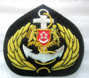 SINGAPORE NAVY OFFICER HAT CAP BADGE NEW HAND EMBR