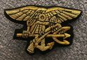 US NAVY SEAL HAND EMBROIDERED GOLD BULLION BADGE -