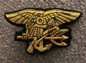 US NAVY SEAL HAND EMBROIDERED GOLD BULLION BADGE -