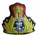 NEW INDIAN NAVY OFFICER HAT CAP BADGE HAND EMBROID