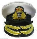 ROYAL NAVY ADMIRAL OFFICER WHITE HAT CAP NEW Size 