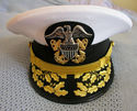 US NAVY COMMANDER ADMIRAL RANK WHITE HAT CAP AUTHE