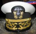 US NAVY COMMANDER ADMIRAL RANK WHITE HAT CAP AUTHE