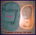CP BRAND NEW 10 STRINGS LYRE HARP FREE CARRY BAG &