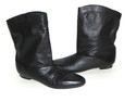 Vintage Womens Mid Calf Black leather Ankle Boots 