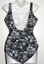 Islander Swimwear Color Black & White Flower Patte