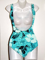 Catalina Swimwear Color Green Flower Pattern Size 