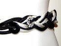 Womens Vintage Black / White Braided Rope Elastic 