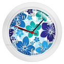 BLUE HAWAIIAN HIBISCUS FLOWERS WALL CLOCK BEDROOM 