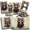 I LOVE HEART COFFEE BEANS OWL LIGHT SWITCH WALL PL