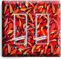 HOT RED CHILI PEPPERS ABSTRACT ART DOUBLE GFCI SWI