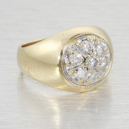 Vintage Mens 14k Gold Diamond Cluster Ring Jewelry, GLDNET