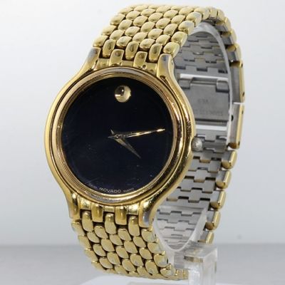Men's Gold Tone Movado Museum Panther Link Quartz Watch, GLDNET