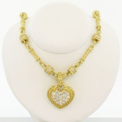 Designer Judith Ripka 18K Yellow Gold Diamond Necklace, GLDNET