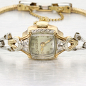 Vintage Ladies 14k Gold Bulova Diamond Manual Watc