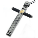 New Sauro 18K Gold, Steel Cross Pendant w/Diamonds