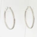 Fine Estate 14K White Gold Diamond Hoop Earrings E