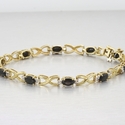 Yellow Gold Diamond & Onyx Vintage Tennis Bracelet