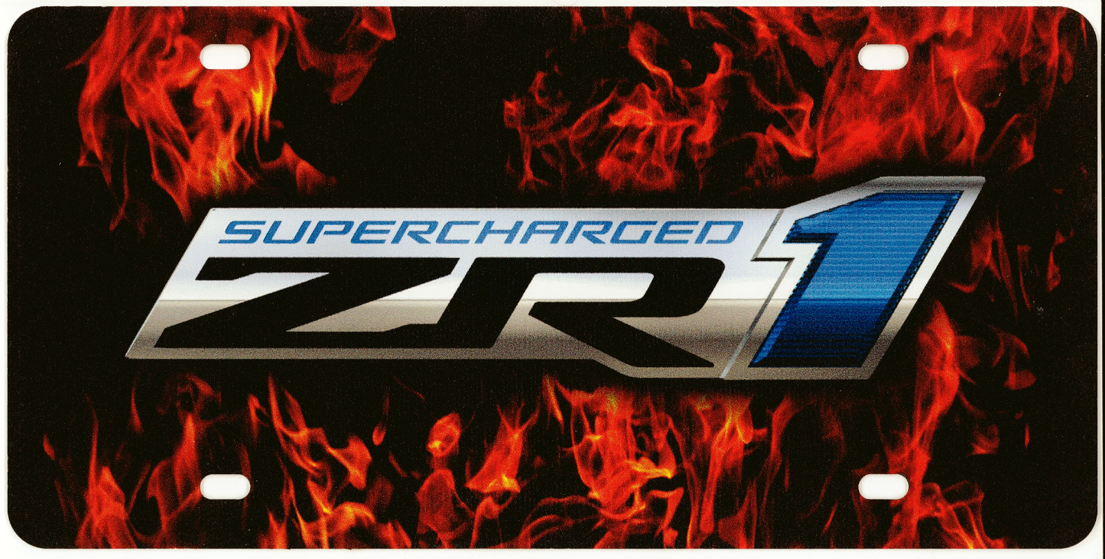 C6 SUPERCHARGED ZR1 Logo with Flames License Plate Sign