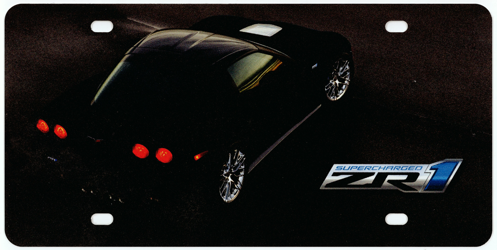 C6 ZR1 Black Rear View Image License Plate Sign