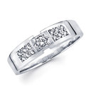14K White Gold Mens Diamond Wedding Band Ring 0.27