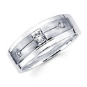 14K White Gold Mens Diamond Wedding Band Ring 0.24
