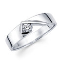 14K White Gold Mens Diamond Wedding Band Ring 0.22