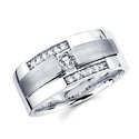 14K White Gold Mens Diamond Wedding Band Ring 0.37