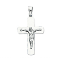 14K Solid White Gold Jesus Cross Crucifix Charm Pe