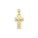 14K Solid Yellow 2 Tone Gold Small Cross Charm Pen