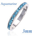 Sterling Silver Ring Aquamarine CZ Eternity Band S