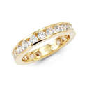 14K Yellow Gold Round CZ Wedding Eternity Ring Ban