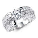 14K Solid White Gold Round CZ Solitaire Engagement