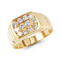 14K Solid Yellow Gold Mens Fancy Channel Round CZ 