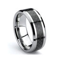 TUNGSTEN CARBON FIBER INLAY BAND RING BLACK SIZE 1