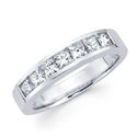 14K White Gold 5 Princess Diamond Wedding Ring 0.7