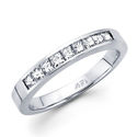 14K White Gold 7 Princess Diamond Wedding Ring 0.3
