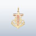 14K Solid Yellow 2 Tone Gold Jesus Anchor Charm Pe