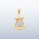 14K Solid Yellow 3Color Gold Jesus Anchor Charm Pe
