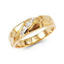 14K Yellow Gold Mens Round CZ Nugget Wedding Ring 