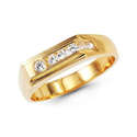 14K Yellow Gold Mens Channel Round CZ Wedding Ring