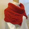 Apple Red Stylish Hand Knit Cowl, with a split in 